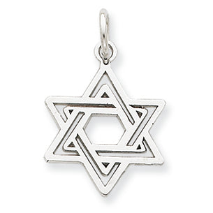 14K White Gold Jewish Star Charm