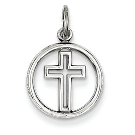 14K White Gold Eternal Life Cross Charm