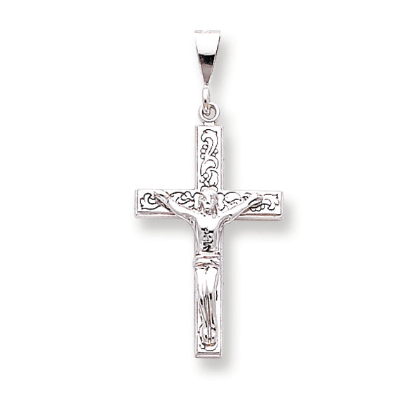 14K White Gold Crucifix Pendant