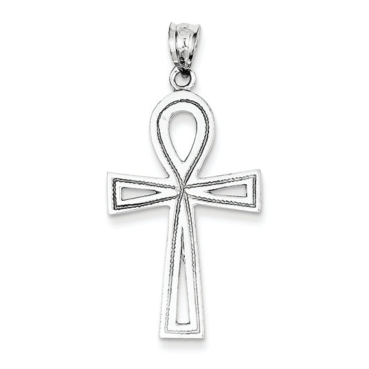 14K White Gold Ankh Cross Pendant
