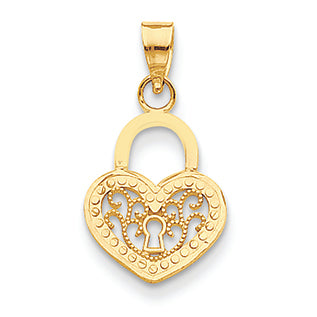 14K Gold Filigree Heart Lock Pendant – PriceRock