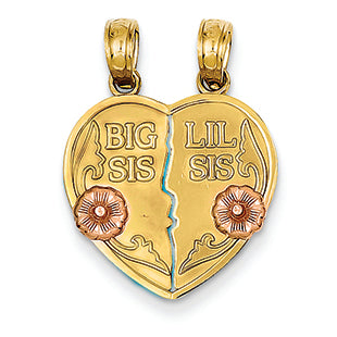 14K Gold Two-tone Big Sis/Lil Sis Break Apart Pendant