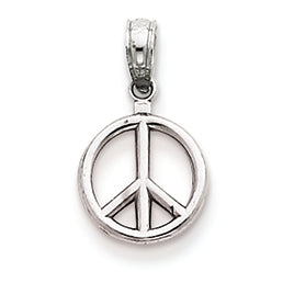 14K White Gold 3-D Large Peace Symbol Pendant