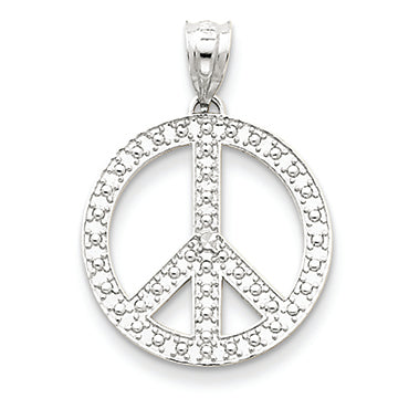 14K Gold White Peace Symbol Pendant