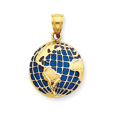 14K Gold BlueTranslucent Acrylic Globe Pendant