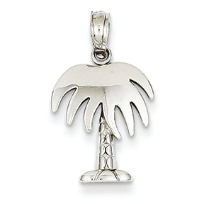 14K White Gold Palm Tree Pendant