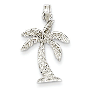 14K White Gold Palm Tree Pendant