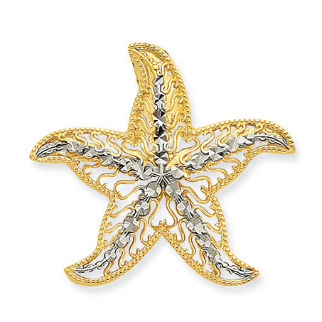 14K Gold & Rhodium Starfish Chain Slide