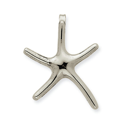 14K White Gold Large Dancing Starfish Slide Pendant