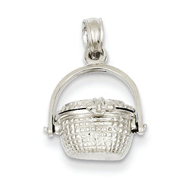 14K White Gold 3-D Opening Nantucket Basket Pendant