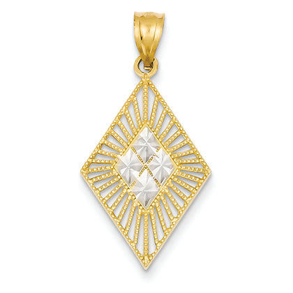 14K Gold Two-tone Diamond-cut Marquee Pendant