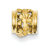 14K Gold Diamond-cut Mini Plumeria Barrel Chain Slide