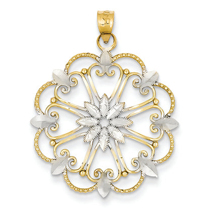 14K Gold & Rhodium Starburst Pendant