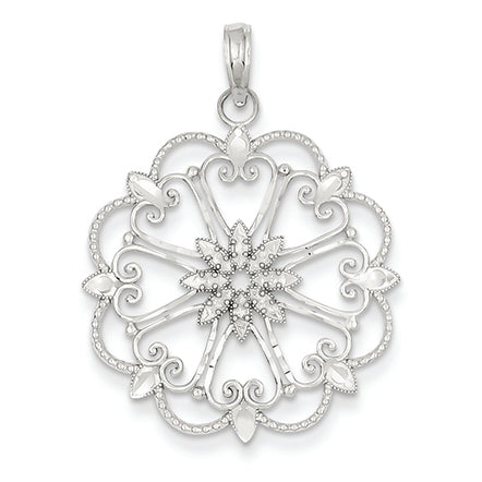 14K White Gold Diamond-cut Starburst Pendant