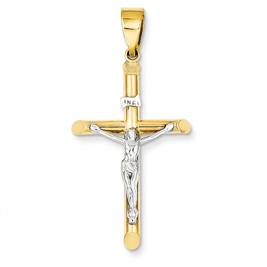 14K Gold Two-tone Hollow Crucifix Pendant