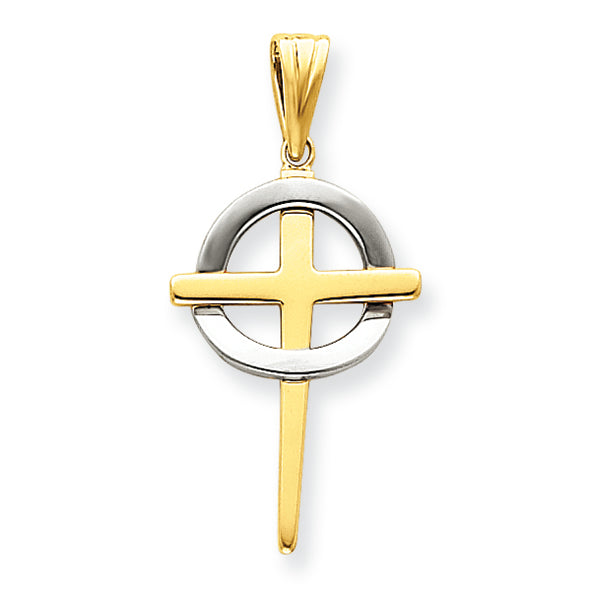 14K Gold Two-tone Celti Cross Pendant