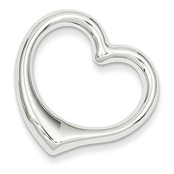 14K White Gold Heart Hollow Pendant Slide