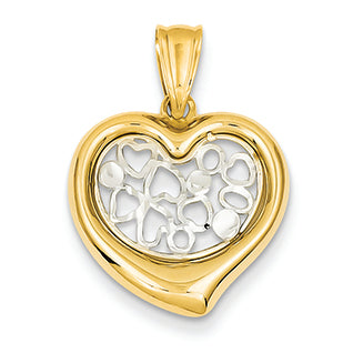 14K Gold Two-tone Polished Heart Pendant