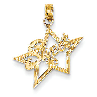 14K Gold Sweet 16 Charm
