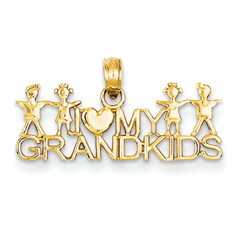 14K Gold I Love My Grandkids Pendants