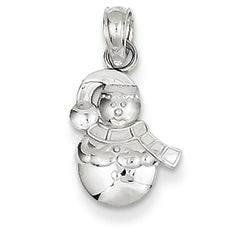 14K White Gold Satin Snowman Charm