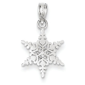 14K White Gold Diamond-Cut Snowflake Pendant