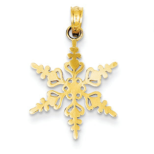 14K Gold Polished Snowflake Pendant