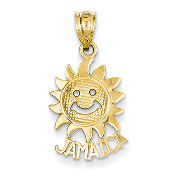 14K Gold Sun Jamaica Pendant