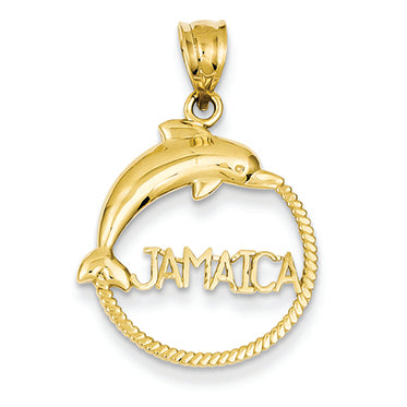 14K Gold Dolphin Jamaica Pendant
