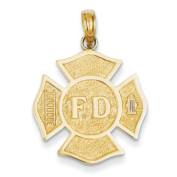 14K Gold Fire Department Badge Pendant