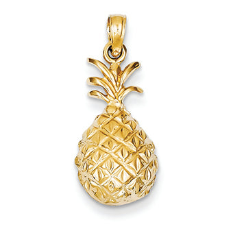 14K Gold Diamond-cut Pineapple Pendant