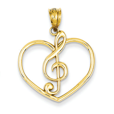 14K Gold Treble Clef in Heart Charm