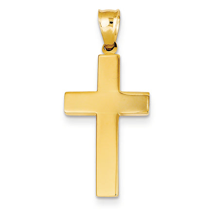 14K Gold Gold Polished Cross Hollow Pendant