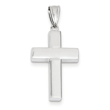 14K White Gold Polished Hollow Cross Pendant