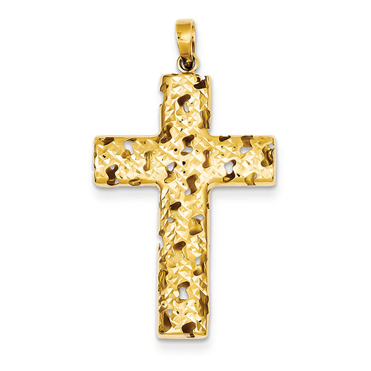 14K Gold Textured Cross Pendant