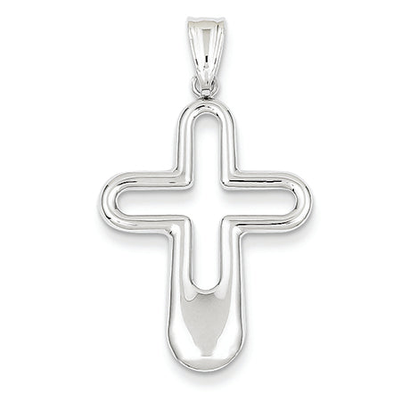 14K White Gold Polished Cross Pendant