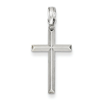14K White Gold Hollow Cross Pendant