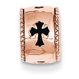 14K Gold Rose Gold Enameled Cross Barrel Chain Slide