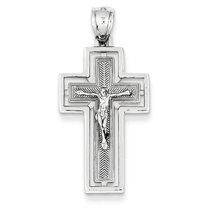 14K White Gold Polished Crucifix Pendant