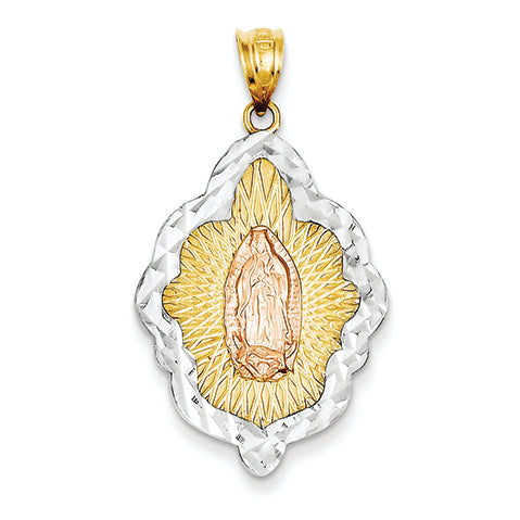 14K Gold Yellow & Rose Gold w/ Rhodium D/C Guadalupe Pendant