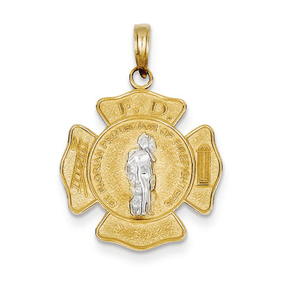 14K Gold Two -Tone Saint Florian Medal Pendant