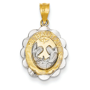 14K Gold Yellow & White Gold w/ Rhodium Baptism Pendant