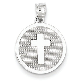 14K White Gold Reversible Cross & 1st Holy Communion Charm