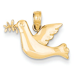 14K Gold Satin & Diamond-Cut Dove Charm