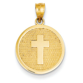 14K Gold Reversible Cross & GOD BLESS Charm