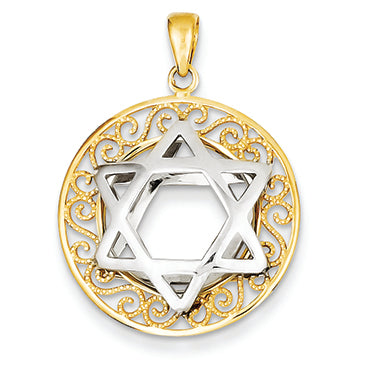 14K Gold Two-tone Star of David Pendant