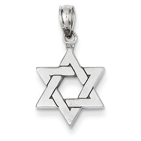 14K White Gold Polished Star of David Pendant