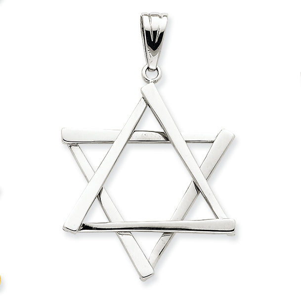 14K White Gold Star of David Pendant