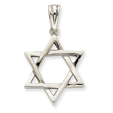 14K White Gold Star of David Pendant