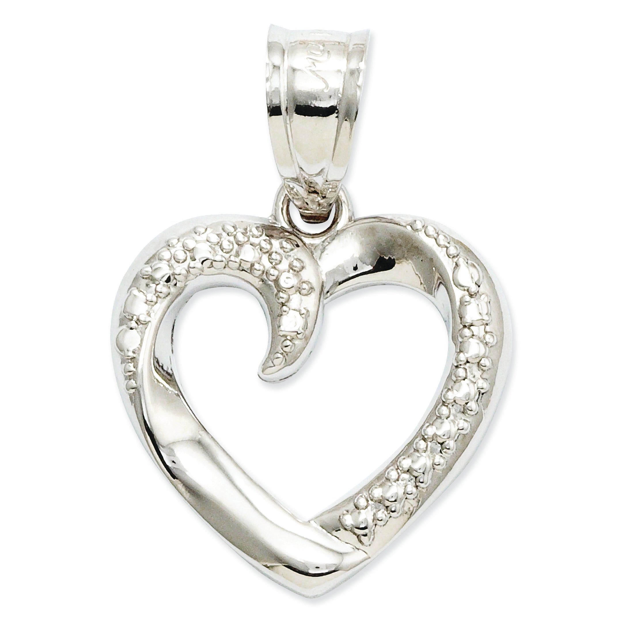 14K White Gold Swirled Heart Pendant